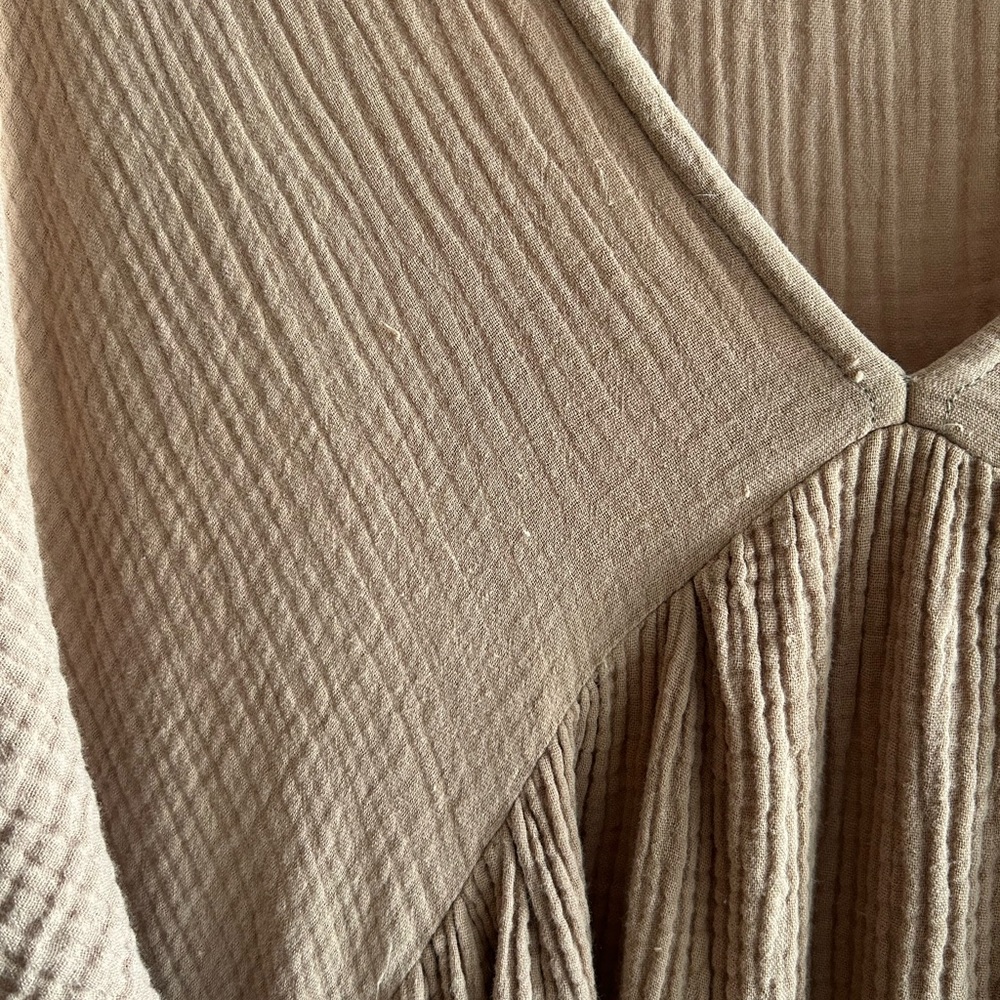 Boheme Goods The Dress Beige Cotton Gauze Long Sleeve Beige Dress - Picture 5 of 9